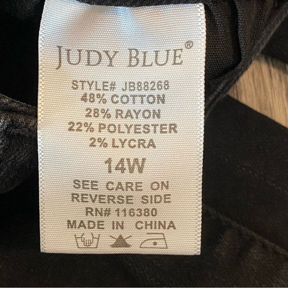 JUDY BLUE Black High Rise Distressed Skinny Fit Jeans Size 14W - Picture 12 of 13